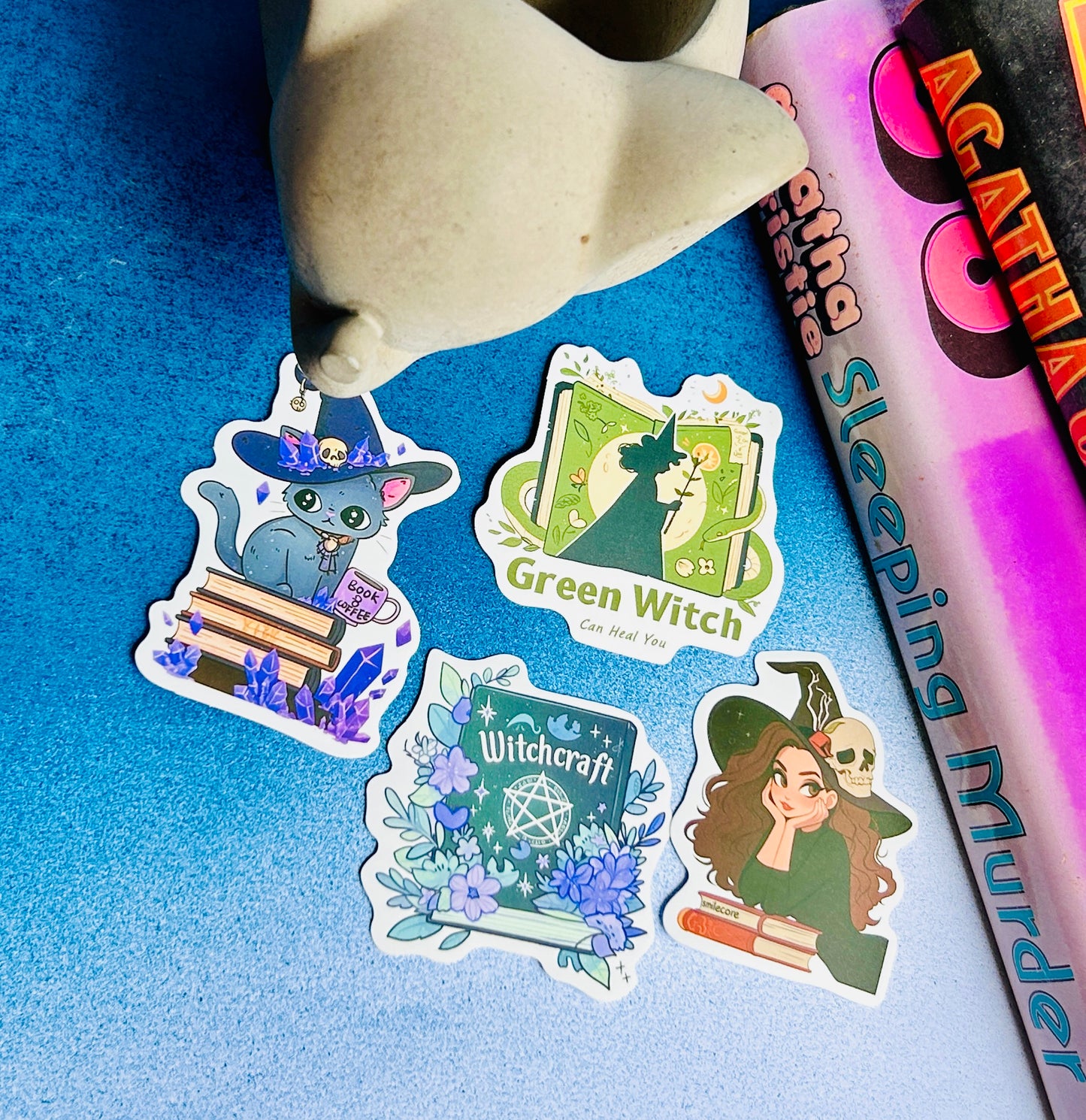 Spellbound Stickers: Bookish & Witchy Designs for Every Reader (Pack of 4 Stickers)