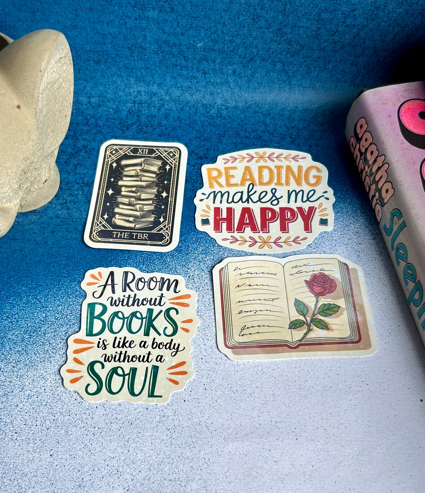 Shimmer & Stories: Holographic Bookish Sticker Set (Pack of 4)