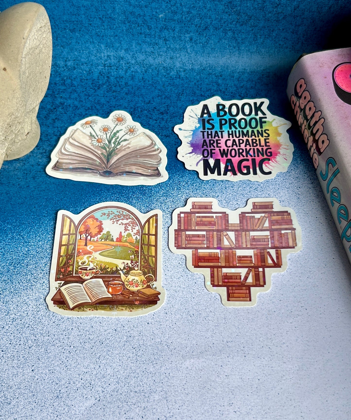 Shimmer & Stories: Holographic Bookish Sticker Set (Pack of 4)