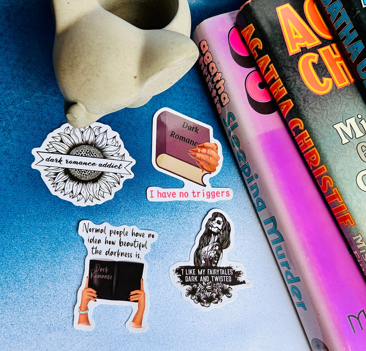 Dark Romance Mystery Stickers: A Whimsical Touch of Passion and Intrigue (Pack of 4 Stickers)