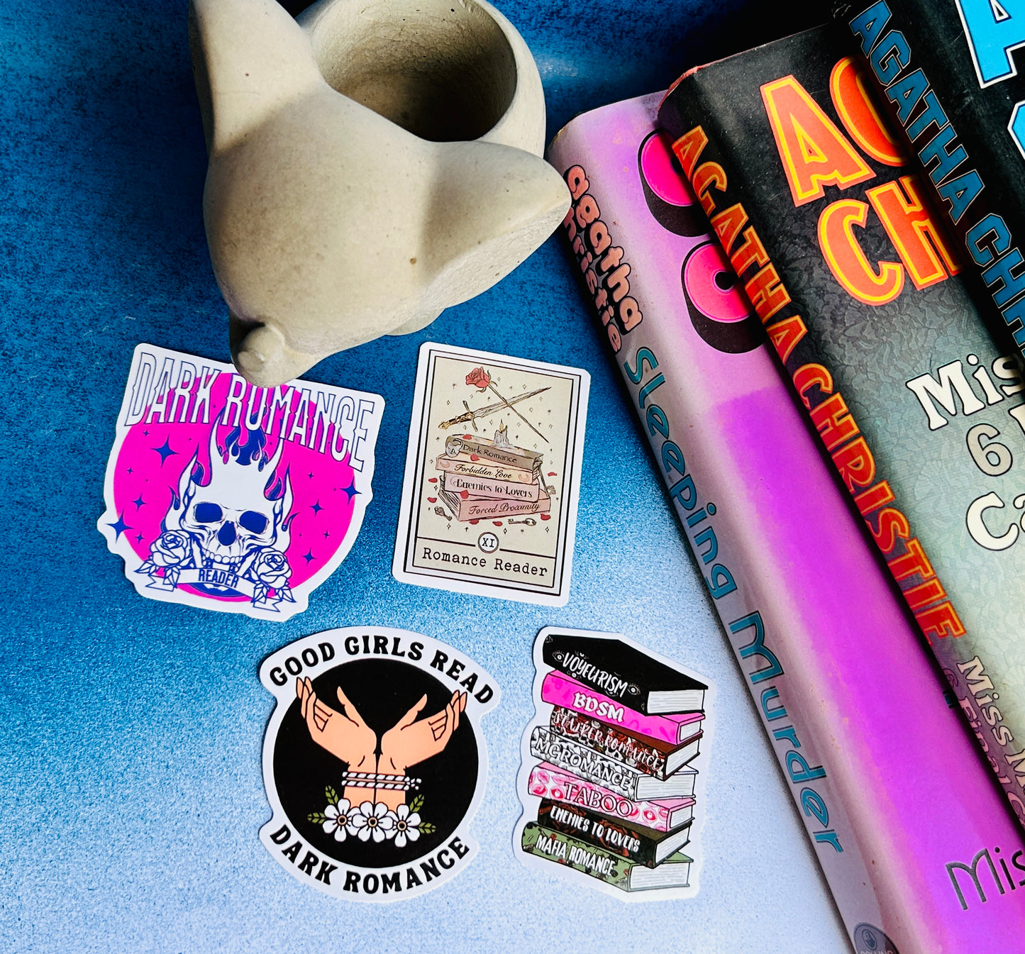 Dark Romance Mystery Stickers: A Whimsical Touch of Passion and Intrigue (Pack of 4 Stickers)