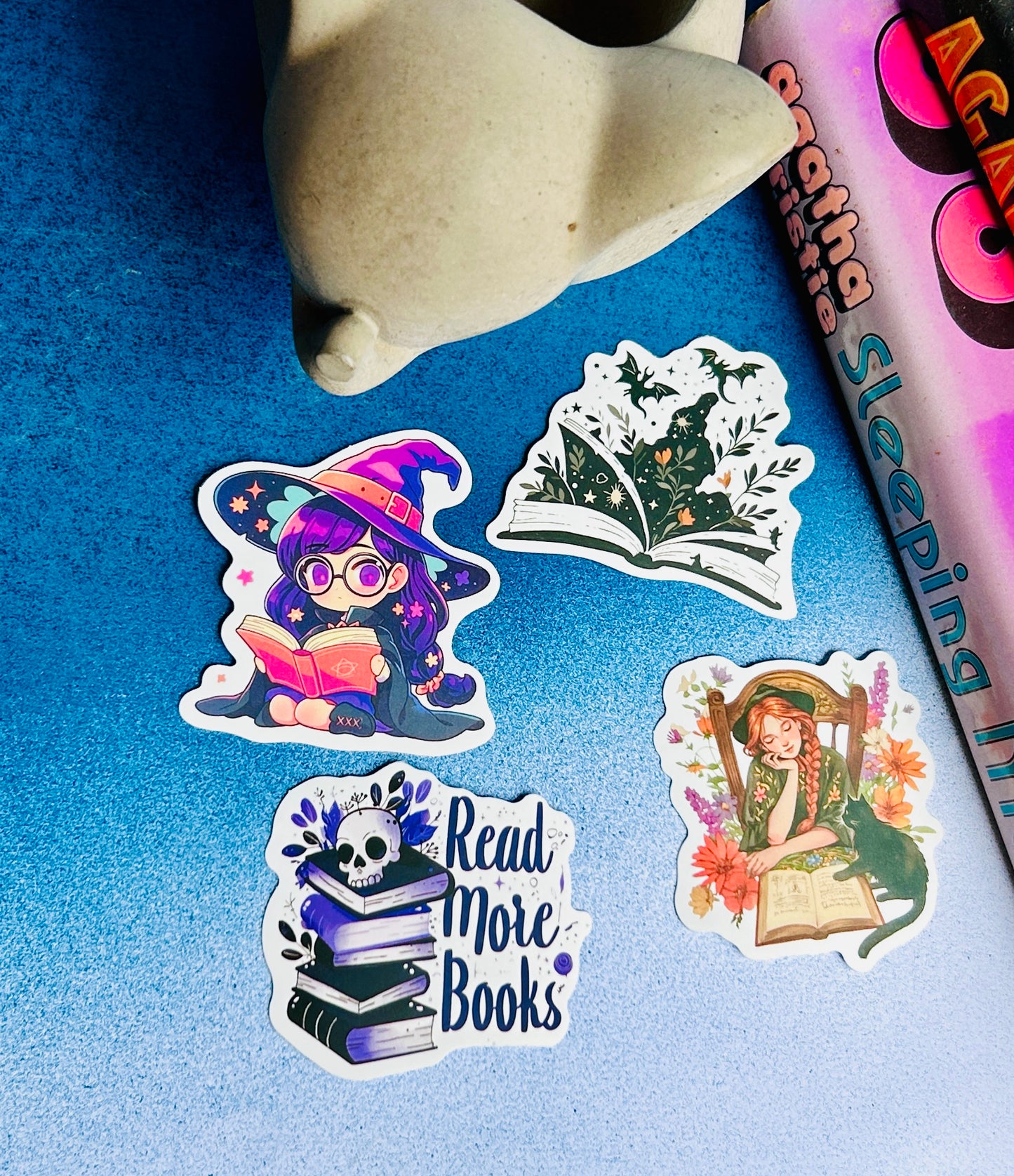 Spellbound Stickers: Bookish & Witchy Designs for Every Reader (Pack of 4 Stickers)